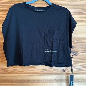 Black Sleeveless Civil regime  Crop T-Shirt